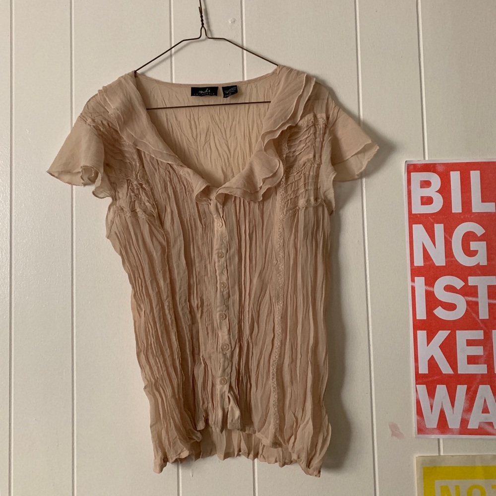 Sheer cream blouse